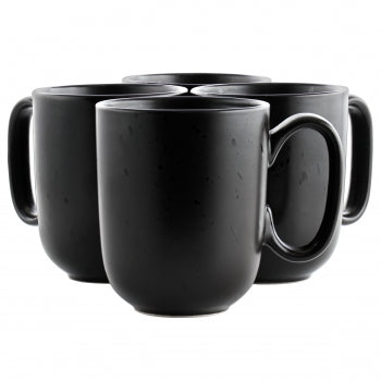 Our Table Landon 4 Piece 15 Ounce Round Stoneware Mug Set in Pepper
