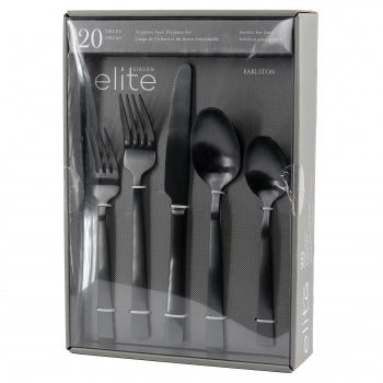 Gibson Elite Earlston 20 Piece Stainless Steel Flatware Set in Black