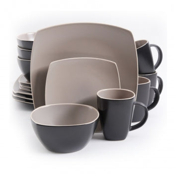 Gibson Soho Lounge Matte 16-Piece Dinnerware Set, Taupe