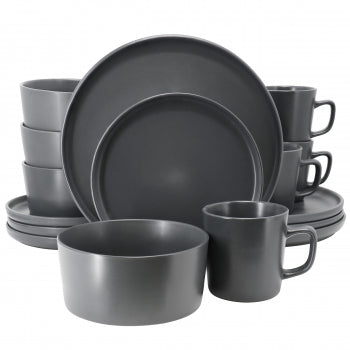 Elama Luxmatte Dark Grey 16 Piece Dinnerware Set