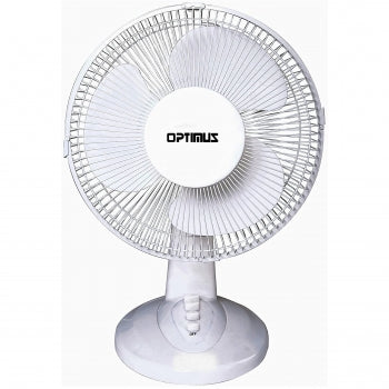 Optimus 12" Oscillating Table Fan in White