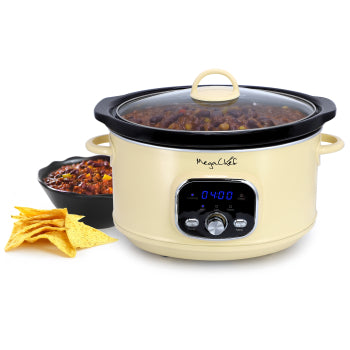 MegaChef 3.7 Quart Electric Slow Cooker in Ivory