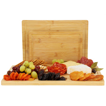 3 Piece Bamboo Cutting, Prep and Serving Boards