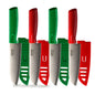 Gibson Everyday Grantville 4 Piece 6 Inch Santoku Knife with Sheath in Red and Green
