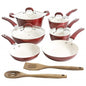 Kenmore Arlington 12 Piece Aluminum Ceramic Coated Nonstick Cookware Set in Metallic Red