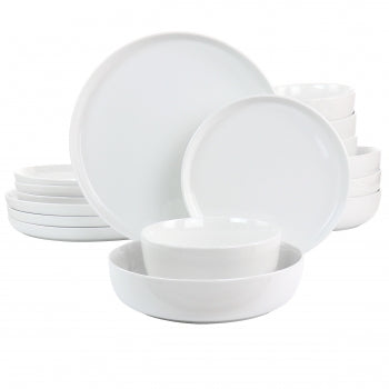 Gibson Home White Deco 16 Piece Fine Ceramic Dinnerware Set in White