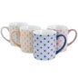 Mr. Coffee Bliss 4 Piece 20oz Can Shaped Stoneware Mug Set in Assorted Colors and Patterns