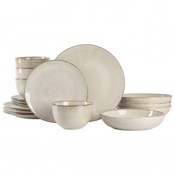 Gibson Elite Matisse 16 Piece Stoneware Dinnerware Set in Cream with Reactive Glaze