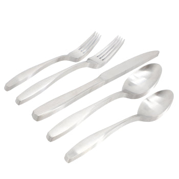 Gibson Home Karlton 20 Piece Stainless Steel Flatware Set in Matte Silver