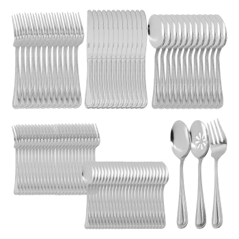 Gibson Home 87 Piece Stainless Steel Flatware and Serving Utensil Set in Silver