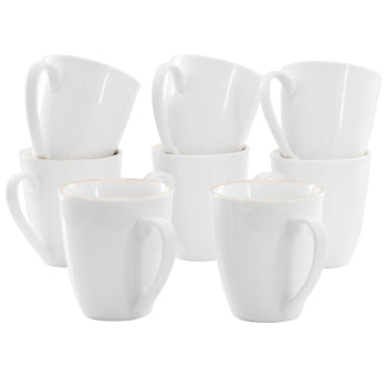 Gibson Home Ogalla 8 Piece 12 Ounce Gold Banded Fine Ceramic Mug Set