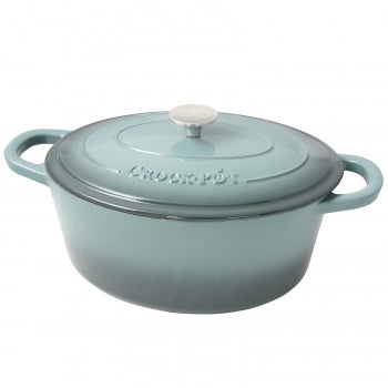 Crock Pot Artisan 7 Quart Enameled Cast Iron Oval Dutch Oven in Slate Grey
