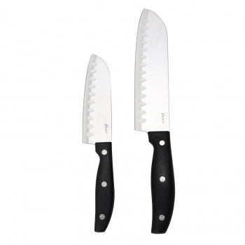 Oster Granger 2 Piece Stainless Steel Santoku Knife Set with Black Handles