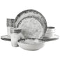 Gibson Elite Organic Decal 16 Piece Melamine Dinnerware Set in Gray