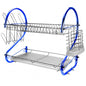 MegaChef 16 Inch Two Shelf Iron Wire Dish Rack in Blue