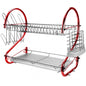 MegaChef 16 Inch Two Shelf Iron Wire Dish Rack in Red
