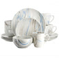Elama Fine Marble 16 Piece Porcelain Dinnerware Set in Blue and Gray