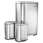 Elama 3 Piece 13 Gallon and 1.3 Gallon Stainless Steel Step Trash Bin Combo Set with Slow Close Mechanism