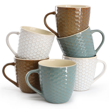 Elama Honey Bee 6-Piece 15 oz. Mug Set, Assorted Colors