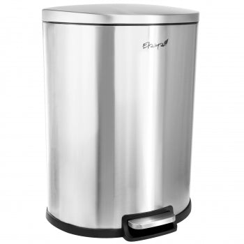 Elama 50 Liter 13 Gallon Half Circle Stainless Steel Step Trash Bin with Slow Close Mechanism in Matte Silver