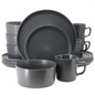 Elama Luxmatte Dark Grey 16 Piece Dinnerware Set