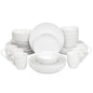 Elama Iris 32 Piece Porcelain Dinnerware Set with 2 Large Serving Bowls in White