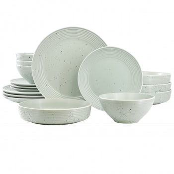 Elama Emilia 16 Piece Double Bowl Stoneware Dinnerware Set in Light Green