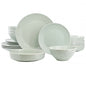 Elama Emilia 16 Piece Double Bowl Stoneware Dinnerware Set in Light Green