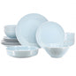 Elama Emilia 16 Piece Double Bowl Stoneware Dinnerware Set in Light Blue