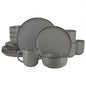Elama Leo 16 Piece Stoneware Dinnerware Set In Dark Gray