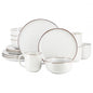 Elama Leo 16 Piece Stoneware Dinnerware Set In White