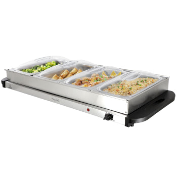 MegaChef Buffet Server &amp; Food Warmer With 4 Removable Sectional Trays , Heated Warming Tray and Removable Tray Frame