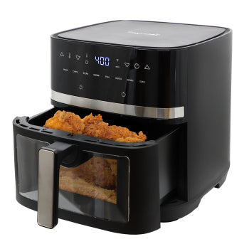 MegaChef 8.5 Quart Digital Electric Air Fryer with Transparent Window in Black