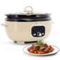 MegaChef 3.7 Quart Oval Electric Digital Slow Cooker in Cream with Black Pot