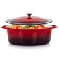 MegaChef 7 Quarts Oval Enameled Cast Iron Casserole in Red