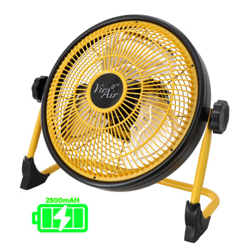 Vie Air 12 Inch Rechargeable Indoor/Outdoor Floor Fan (IPX4 Rated) in Yellow